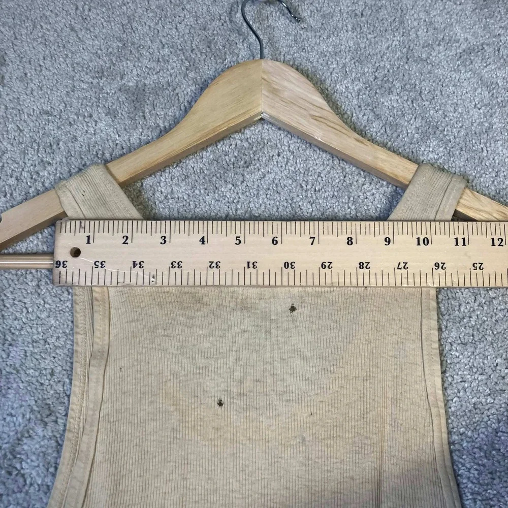 Vintage 60s Archdale Mens Tank Top Beige Cotton Distressed Undershirt Size 44